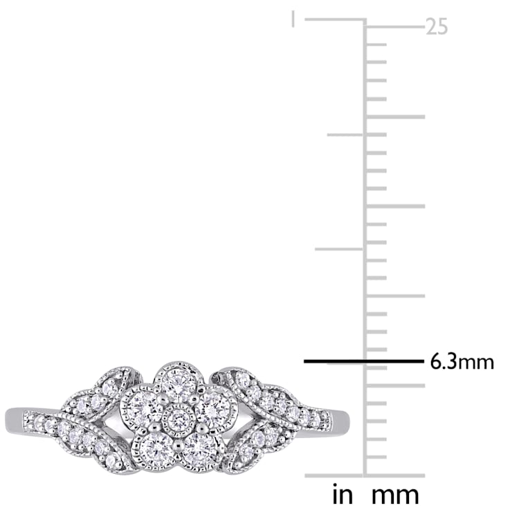 1/4 CT TW Diamond Floral Ring in Sterling Silver