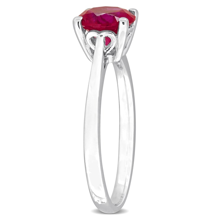 1 5/8 CTW Created Ruby Solitaire Ring in Sterling Silver