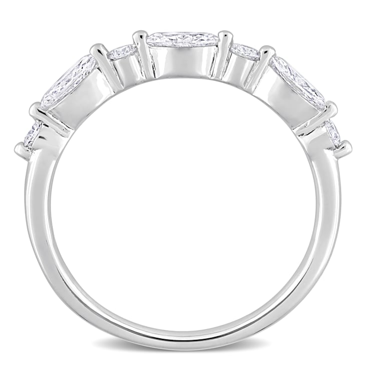 3/5 CT TGW Lab Grown Diamond Semi-Eternity Ring in Platinum Plated
Sterling Silver