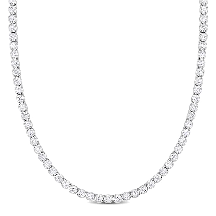 7ctw Lab-Grown Diamond Tennis Necklace in 14K White Gold