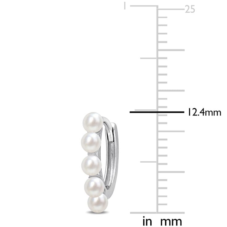 2-2.5MM Freshwater Cultured Pearl Mini Hoop Earrings in 10K White Gold