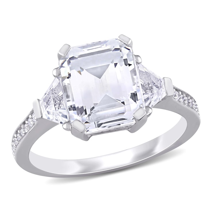 5 1/5 CTW White Topaz and Diamond Accent Ring in Sterling Silver