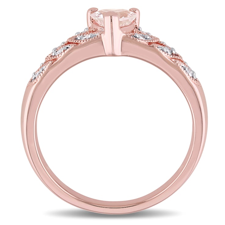 1/2 CT TGW Morganite and Diamond Accent Vintage Heart Ring in 18K Rose
Gold Over Sterling Silver