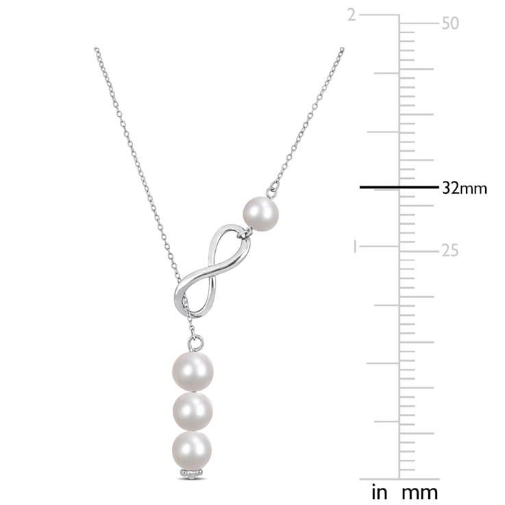 8-9.5 MM Freshwater Cultured Pearl Infinity Lariat Necklace in Sterling Silver