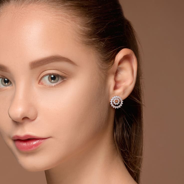 2 3/4 CT TGW Created Moissanite Stud Earrings in Sterling Silver