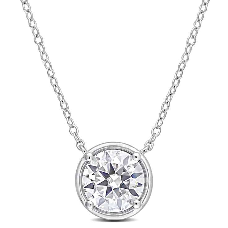 1 4/5 CT DEW Created Moissanite Halo Circle Pendant with Chain in
Sterling Silver