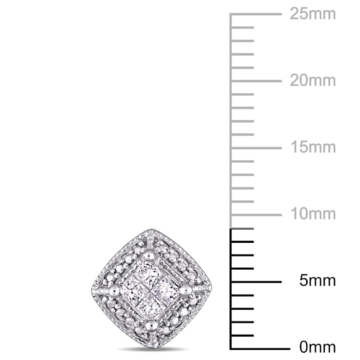 1/4 CT TW Princess Cut Diamond Cluster Stud Earrings in 10k White Gold