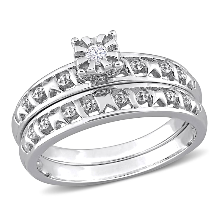 Diamond Bridal Set in Sterling Silver