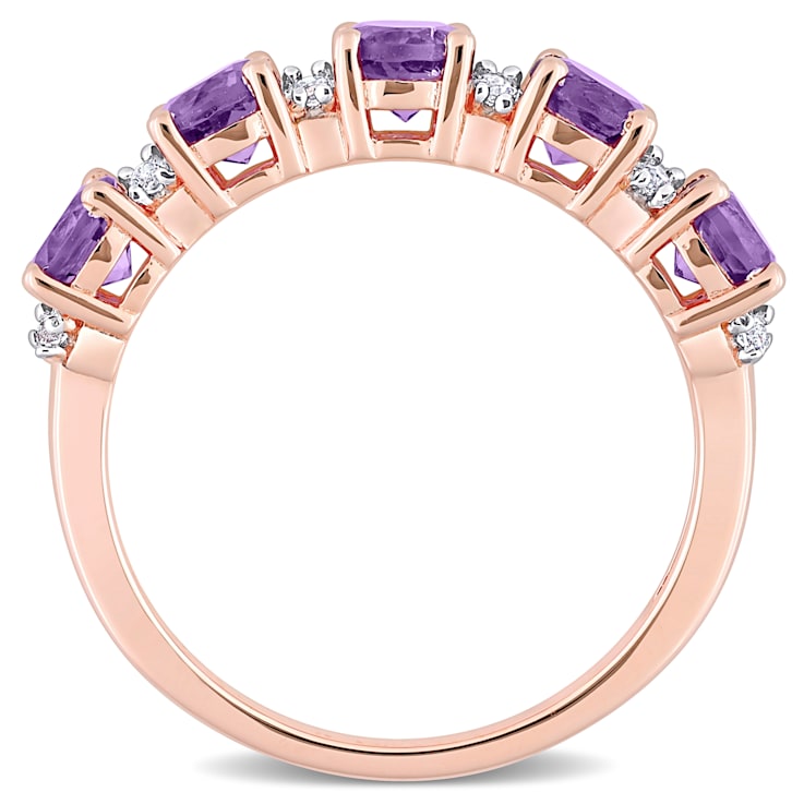 1 3/5 CT TGW African Amethyst and Topaz Semi-Eternity Ring in Rose
Plated Sterling Silver