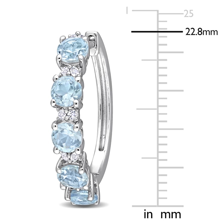 3 1/4 CT TGW Sky Blue Topaz and White Topaz Hoop Earrings in Sterling Silver
