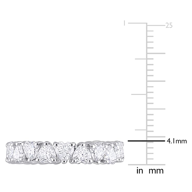 3 3/8 CT DEW  Created Moissanite Heart Eternity Ring in Sterling Silver