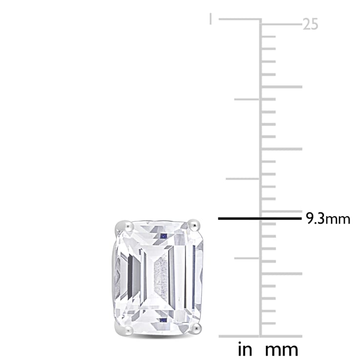 7 3/8 CT TGW Octagon Created White Sapphire Stud Earrings in Sterling Silver
