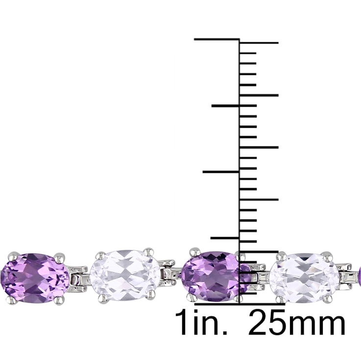 19 3/4 CT TGW Amethyst and Created White Sapphire Link Bracelet in
Sterling Silver