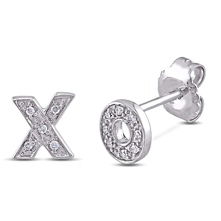 Diamond Hugs and Kisses Earrings in Sterling Silver