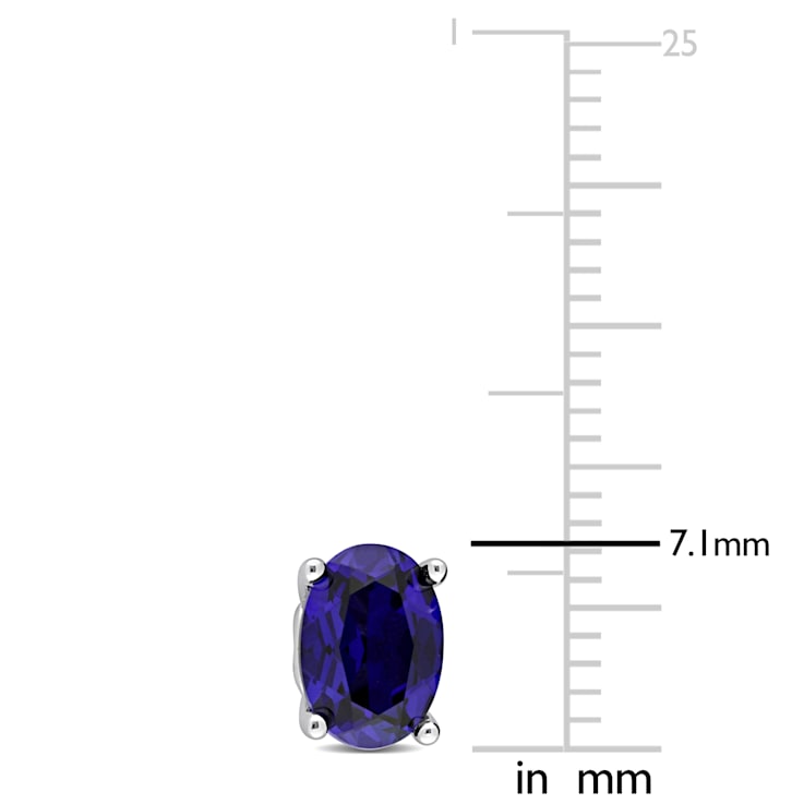 2 1/2 CT TGW Oval Created Blue Sapphire Stud Earrings in Sterling Silver