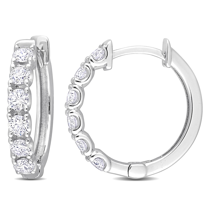 5/8 CT TW Diamond Hoop Earrings in 14K White Gold