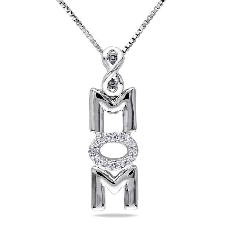 Diamond Infinity "Mom" Pendant with Chain in Sterling Silver