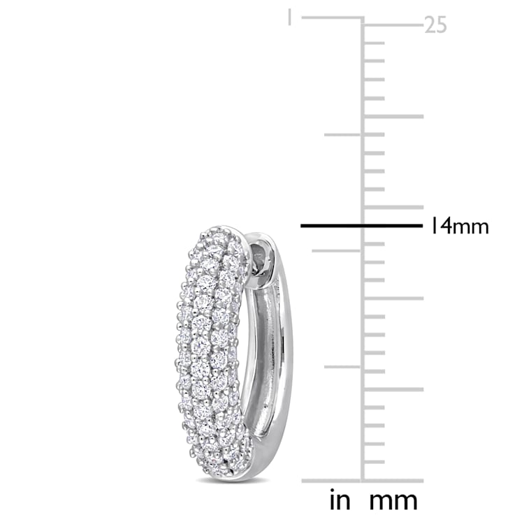 5/8 CT TGW Created Moissanite Multi-Row Hoop Earrings in Sterling Silver