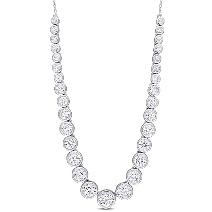 9 1/10 CT TGW Created Moissanite Graduated Necklace in Sterling Silver
