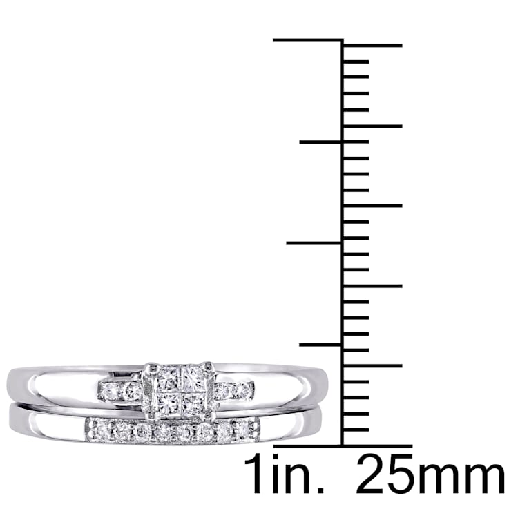 1/6 CT TW Princess Cut Diamond Quad Bridal Set in Sterling Silver