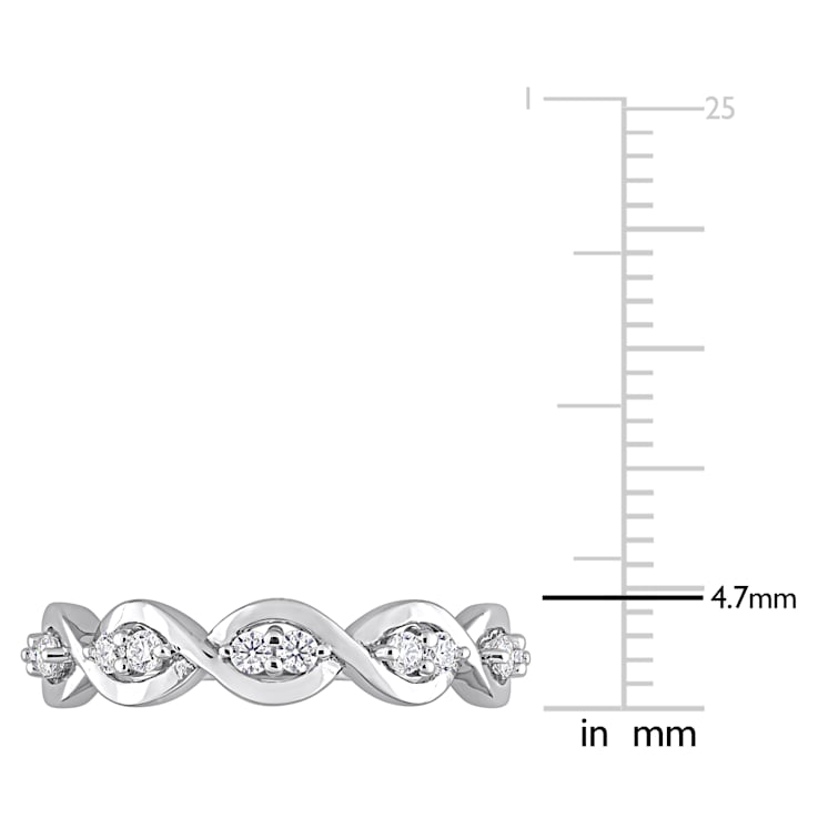 1/4 CT DEW Created Moissanite Anniversary Ring in Sterling Silver