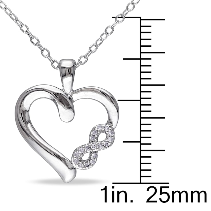 Diamond Infinity Heart Pendant with Chain in Sterling Silver