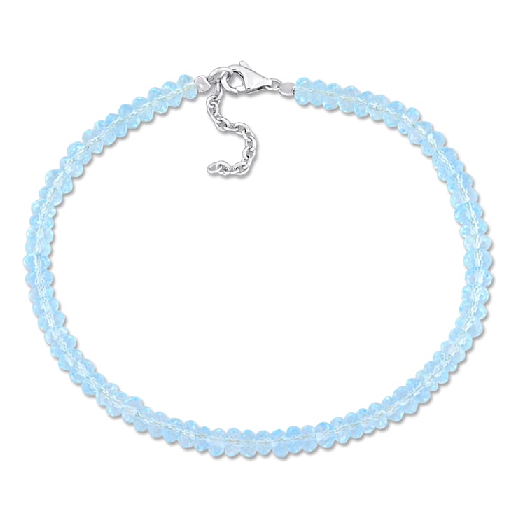 11 CT TGW Sky Blue Topaz Beaded Bracelet with Sterling Silver Clasp