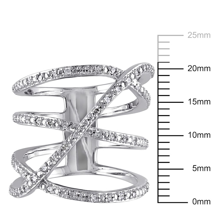 1/5 CT TW Diamond Crossover Ring in Sterling Silver