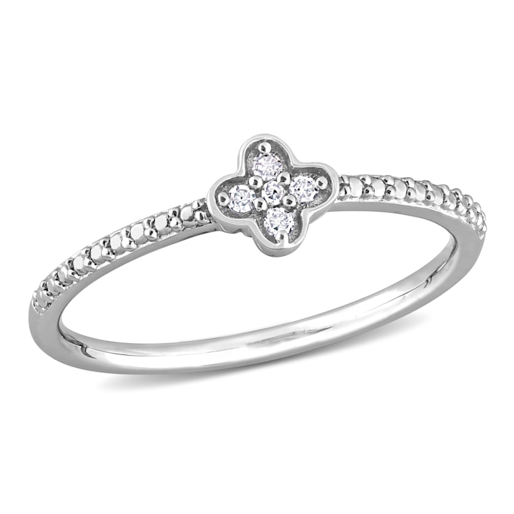 Diamond Accent Floral Promise Ring in Sterling Silver