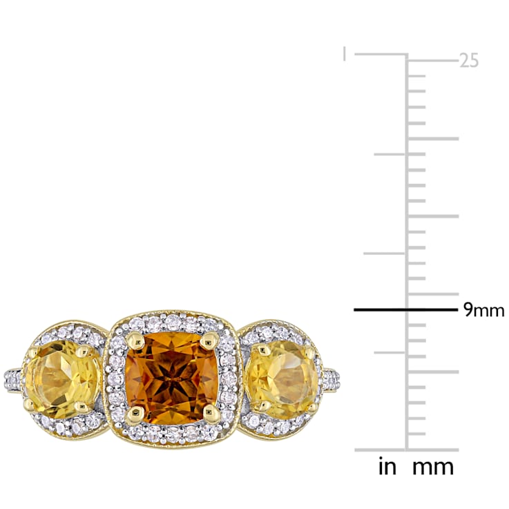 1 3/4 CTW Citrine, Madeira Citrine and 1/3 CT TW Diamond Ring in Yellow
Plated Sterling Silver