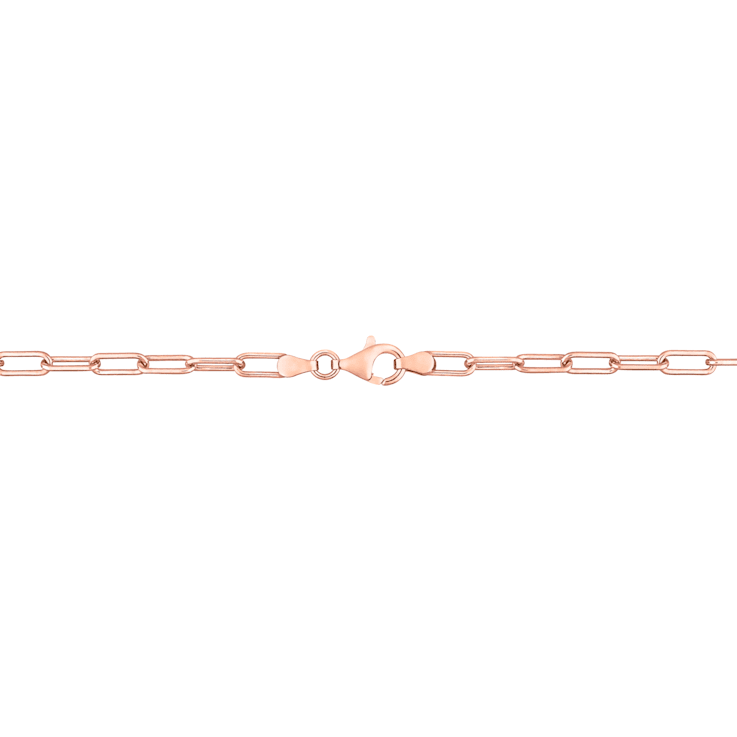 3.5MM Polished Paperclip Chain Bracelet in 18K Rose Gold Over Sterling Silver