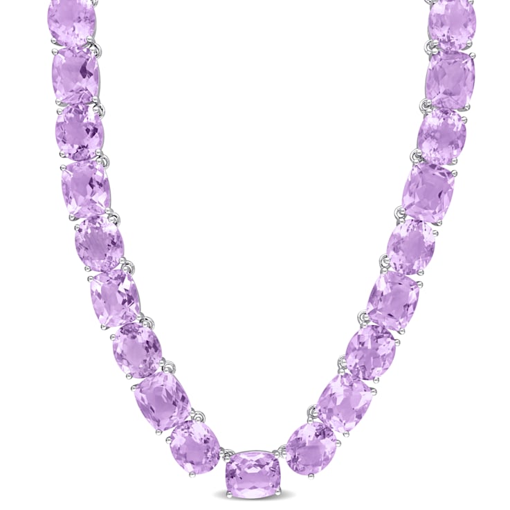 166 1/2 CT TGW Rose de France Tennis Necklace in Sterling Silver
