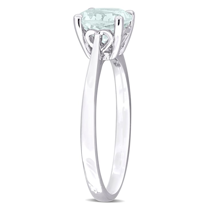 1 1/7 CT TGW Aquamarine Solitaire Ring in Sterling Silver