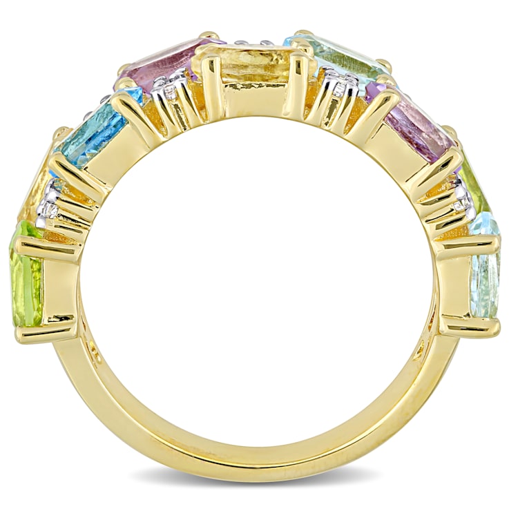 5 CTW Multi-Gemstone Ring in Yellow Plated Sterling Silver