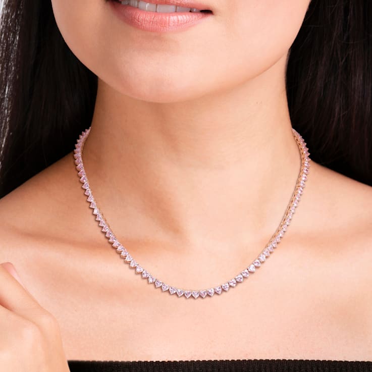 Pink sapphire tennis necklace top