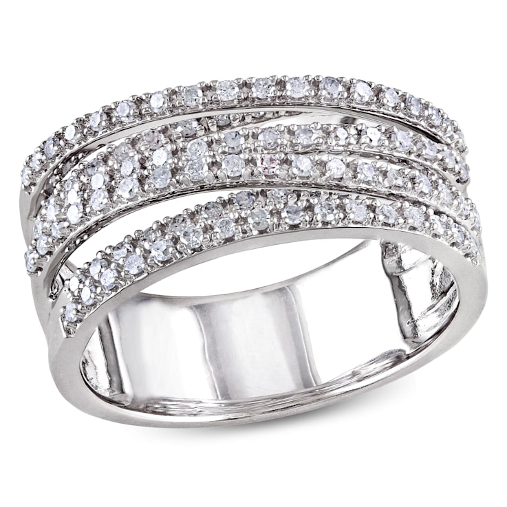1/2 CT TW Diamond Crossover Ring in Sterling Silver