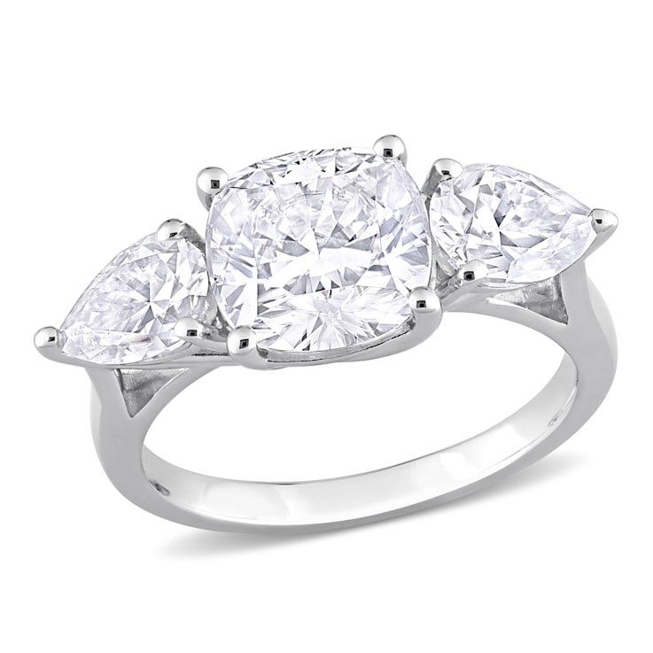 4 5/8 CT TGW Created Moissanite 3-Stone Ring in Sterling Silver