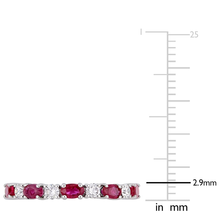 2 CT TGW Ruby and 3/4 CT TW Diamond Eternity Ring in 14K White Gold