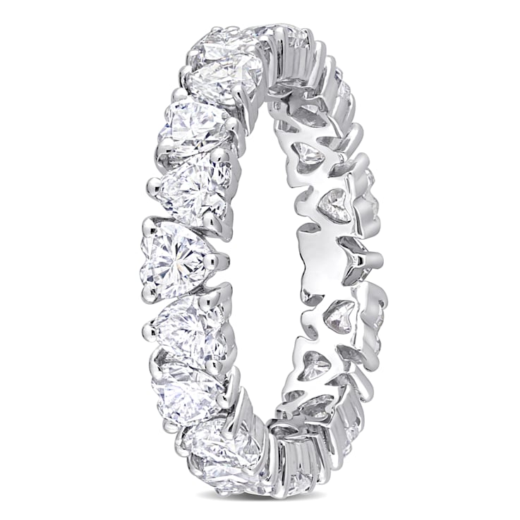 3 3/8 CT DEW  Created Moissanite Heart Eternity Ring in Sterling Silver
