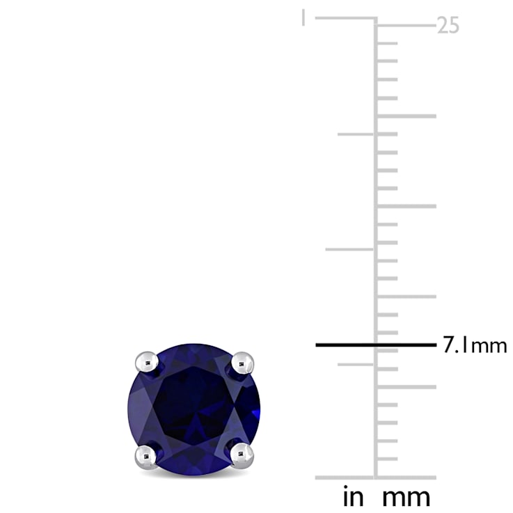 3 1/4 CT TGW Created Blue Sapphire Stud Earrings in Sterling Silver