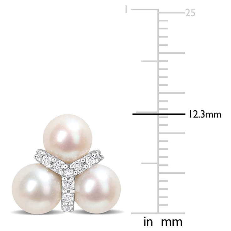 6-6.5MM Freshwater Cultured Pearl and 1/5 CT TGW White Topaz Earring in
Sterling Silver