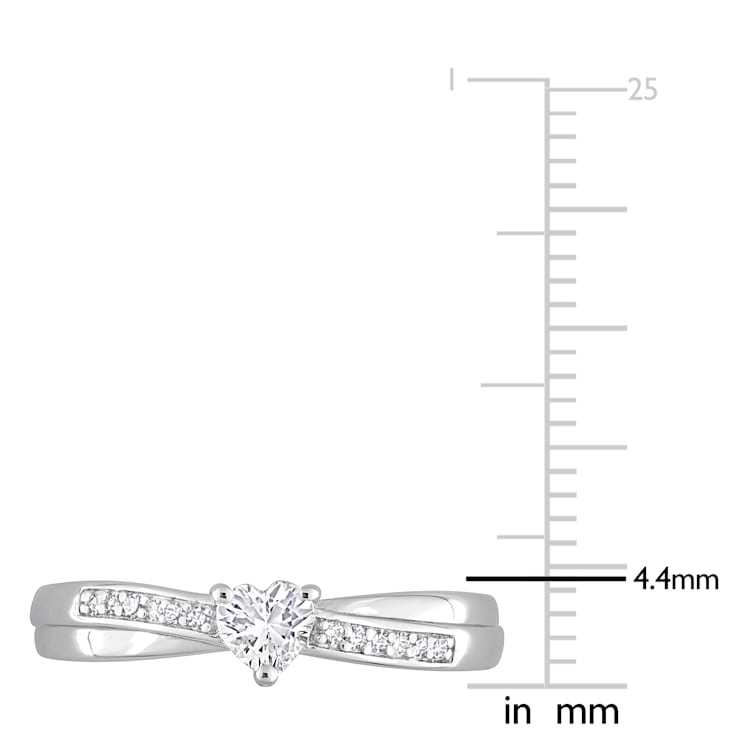 1/4 CT TGW Created White Sapphire and Diamond Accent Heart Ring in
Sterling Silver
