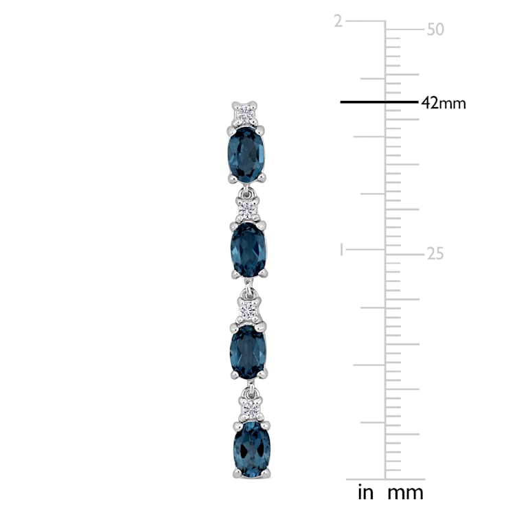 4 1/4 CT TGW London Blue and White Topaz Drop Earrings in Sterling Silver