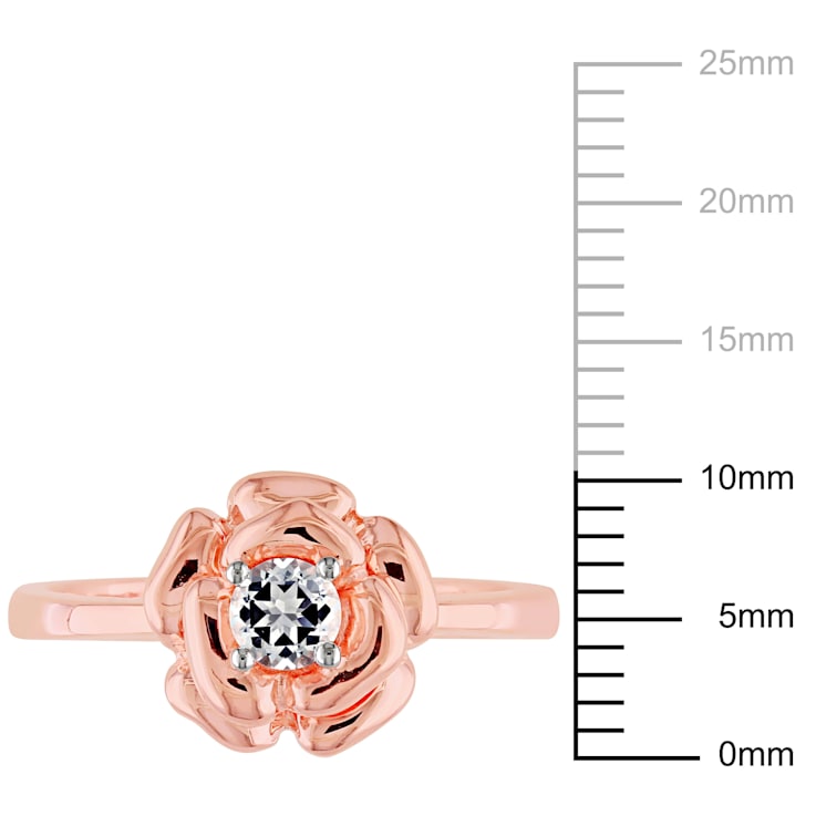 Rose Plated over Sterling Silver 1/3ctw Created Sapphire Floral Ring