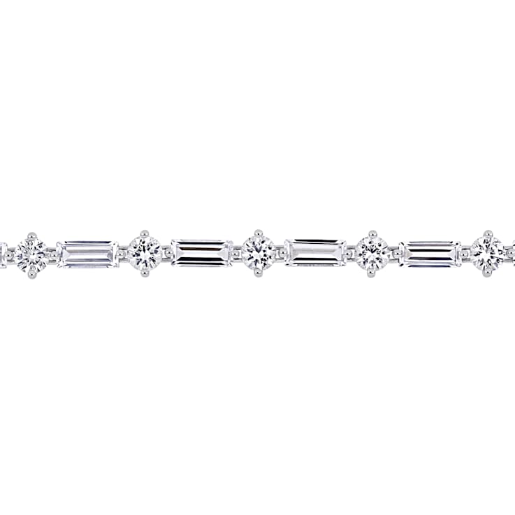 13 4/5 CT TGW Baguette & Round Created White Sapphire Bracelet in
Sterling Silver
