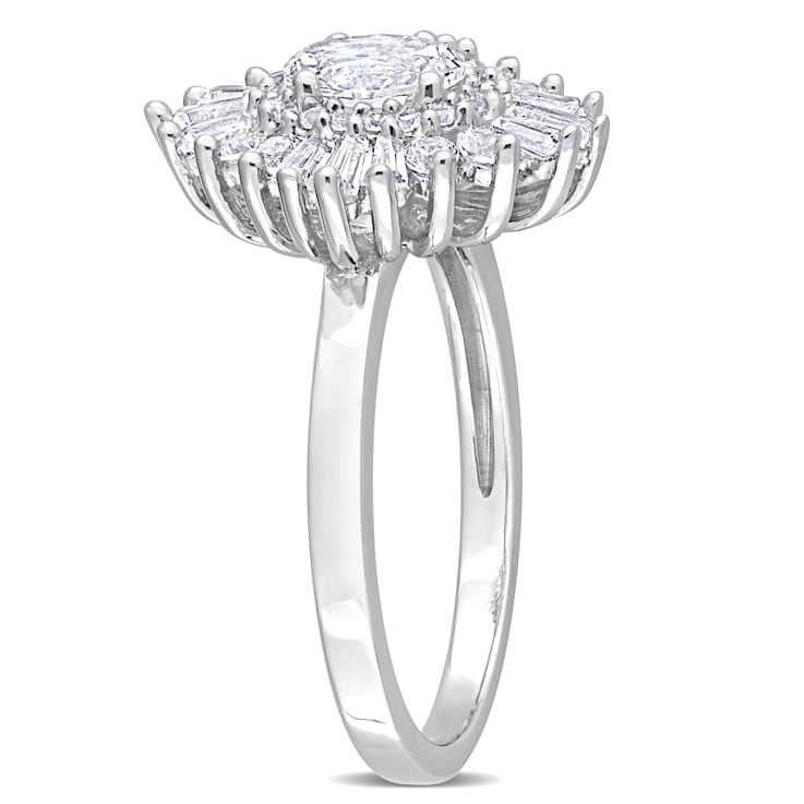 2 3/8 CT TGW Created White Sapphire Floral Ring in Sterling Silver