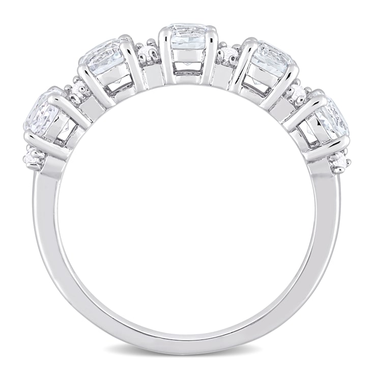 1 5/5 CTW White Topaz Anniversary Style Band Ring in Sterling Silver