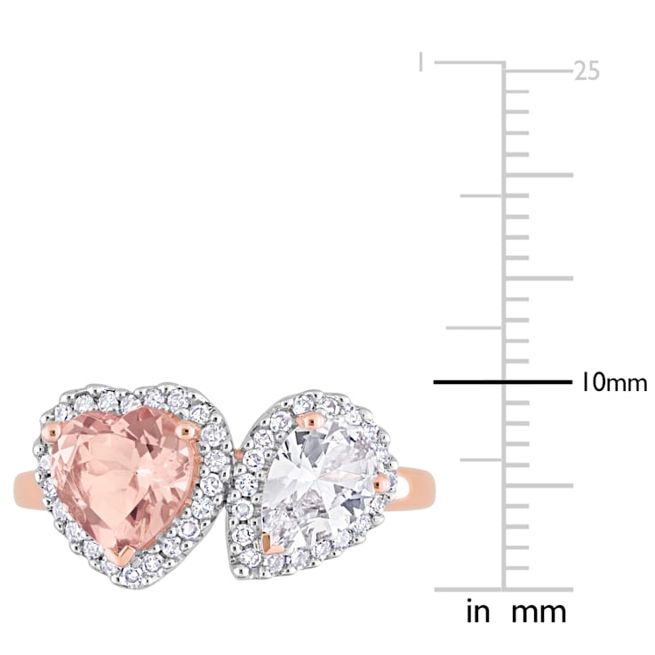2 1/4 CT TGW Morganite, Created White Sapphire and 1/5 CT TW Diamond
2-Stone Ring in 14K Rose Gold