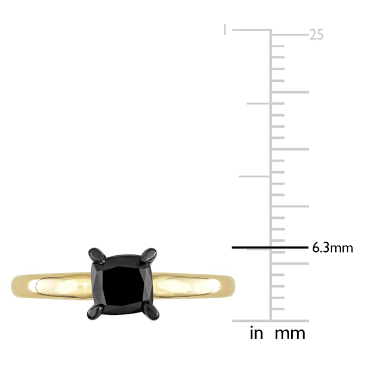 1 ct Black Diamond Solitaire Engagement Ring in 14K Yellow Gold