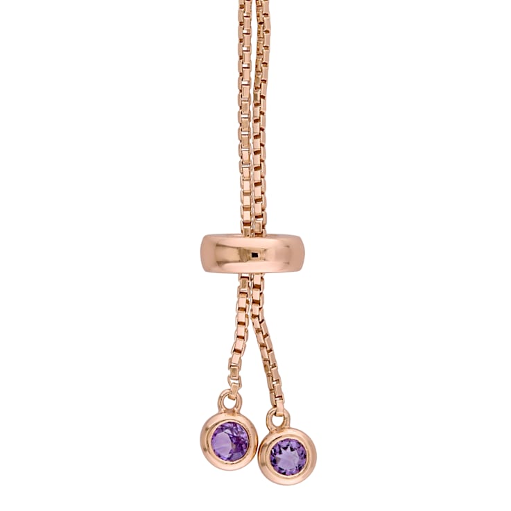 Amethyst Tassel Bolo Bracelet in 18K Rose Gold Over Sterling Silver